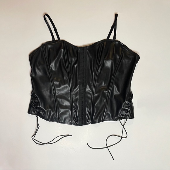 Faux Leather Zip Up Corset 2XL - Picture 1 of 4